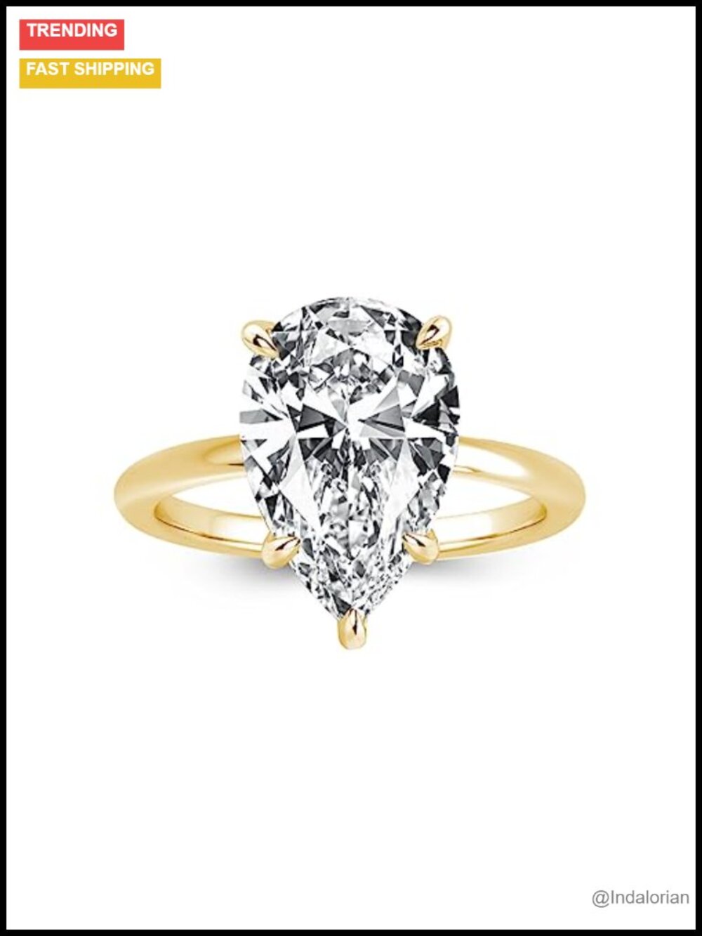 Pear Shaped Engagement Ring 925 Sterling Silver Cubic Zirconia Solitaire